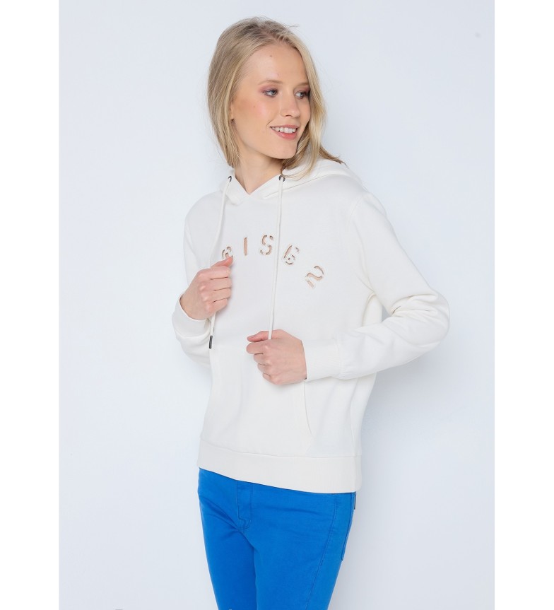 Lois Jeans Sudadera con capucha Grafica Cut Out blanco
