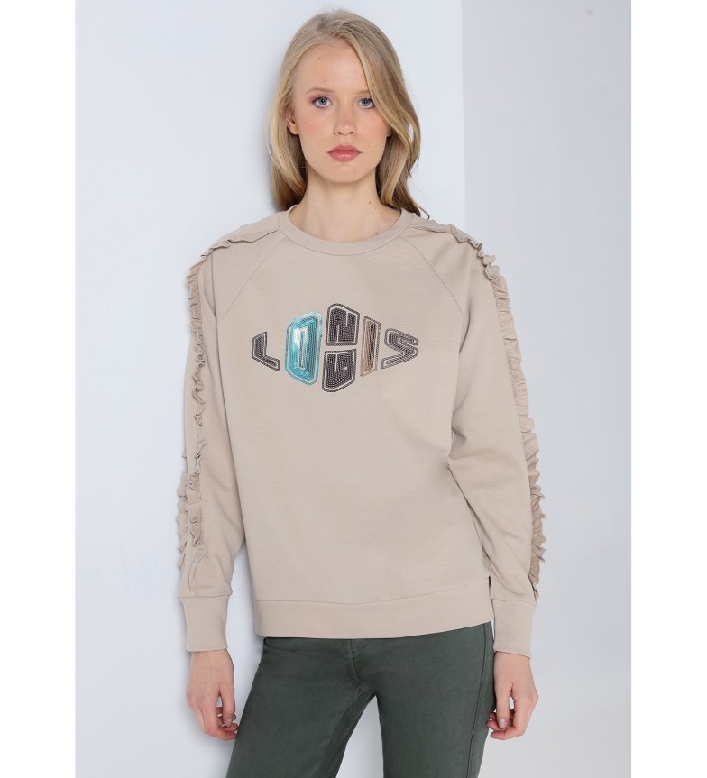 Lois Jeans Sudadera con volantes marrón