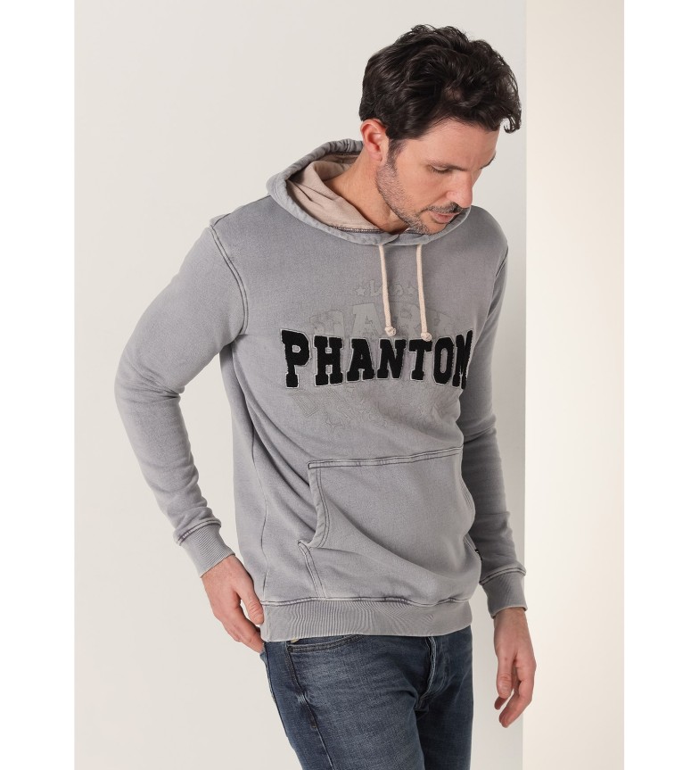 Lois Jeans Sudadera rockera grafica con capucha gris