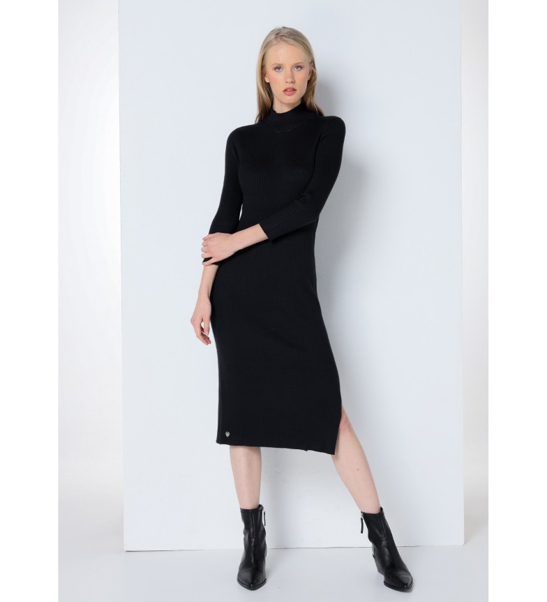 Lois Jeans Vestido de punto midi negro