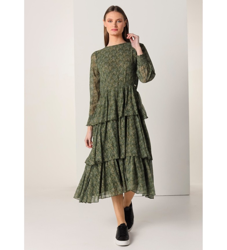 Lois Jeans Vestido mini con estampado floral verde