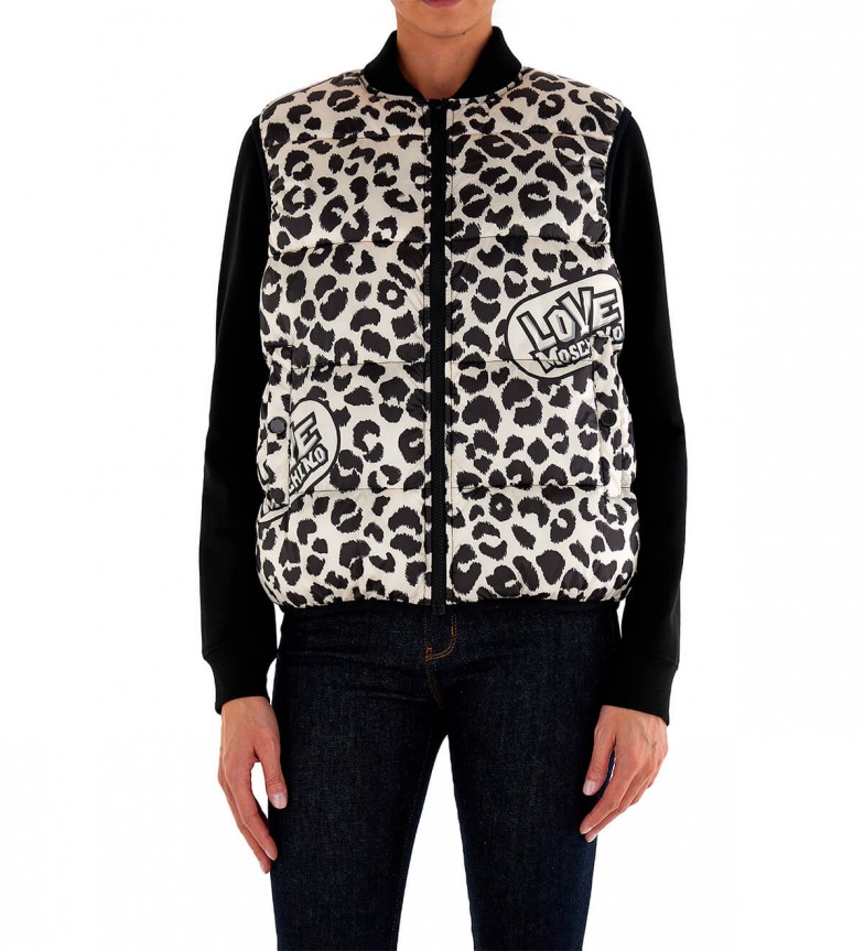 Love Moschino Chaleco animalprint beige,negro