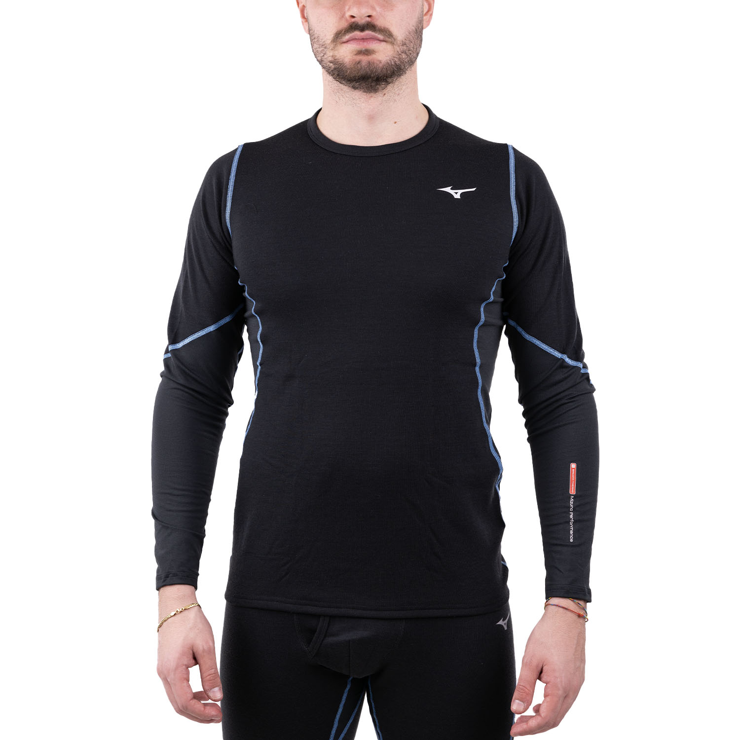 Mizuno Merino Wool Crew Camisa Black/Parisian Blue