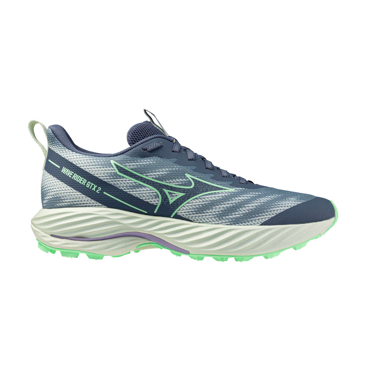 Mizuno Wave Rider GTX 2 Zapatillas Trail Running Mujer Citadel/Vintage Indigo/Hint Of Mint