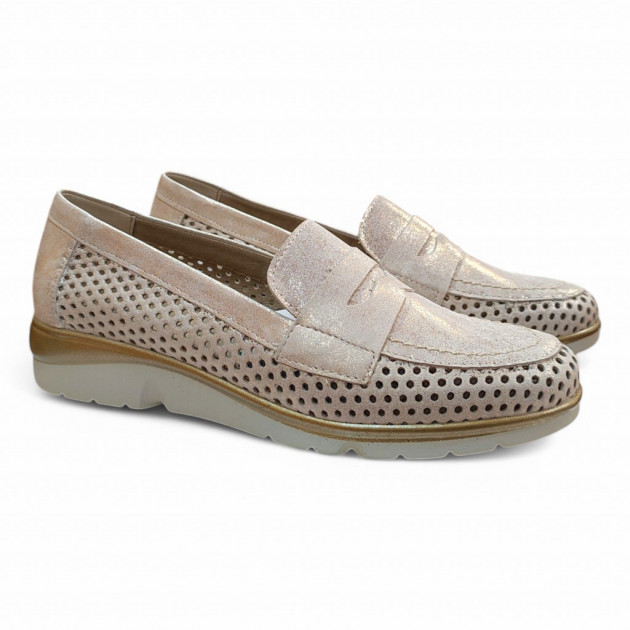 Mocasines Pitillos Oro plantilla extraíble