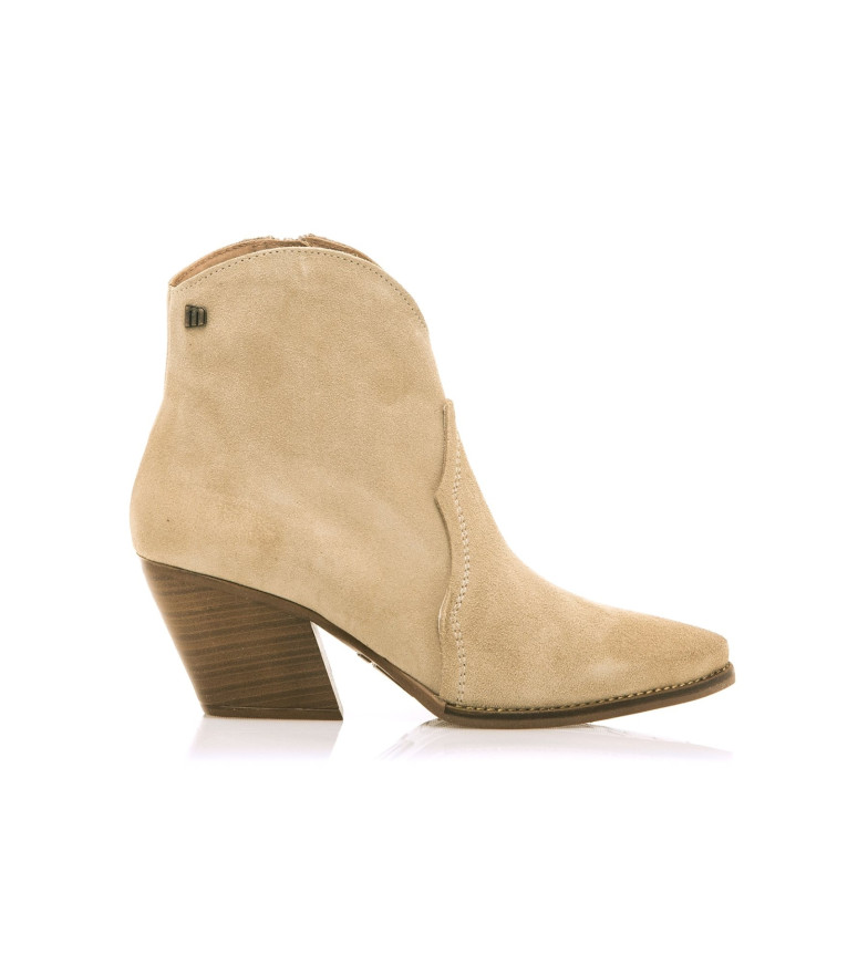 Mustang Botines de Piel Missouri beige -Altura tacón 5cm-