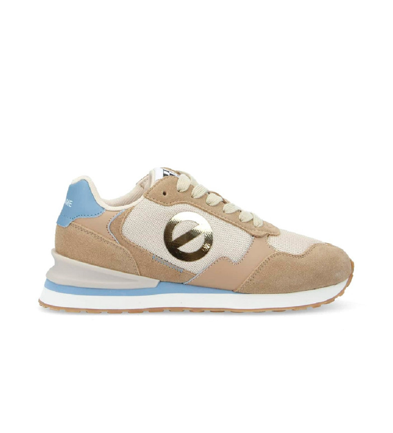 NO NAME Zapatillas de piel y lona Tova Runner con suela ligera beige