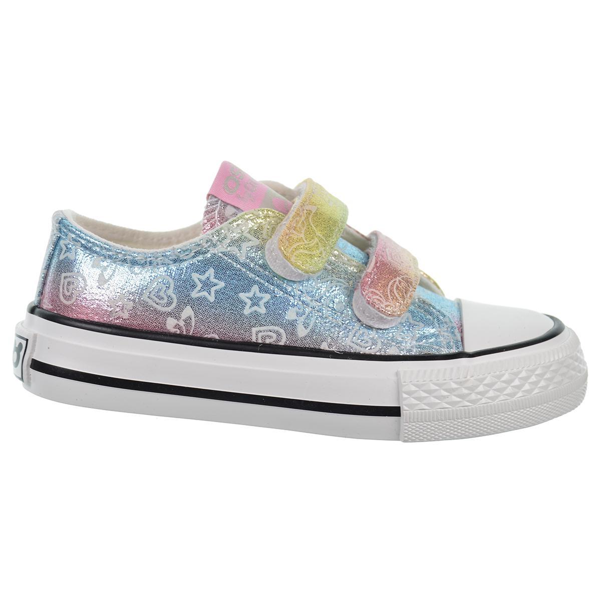 Osito 141073 Zapatilla textil metalizado Velcro Niña