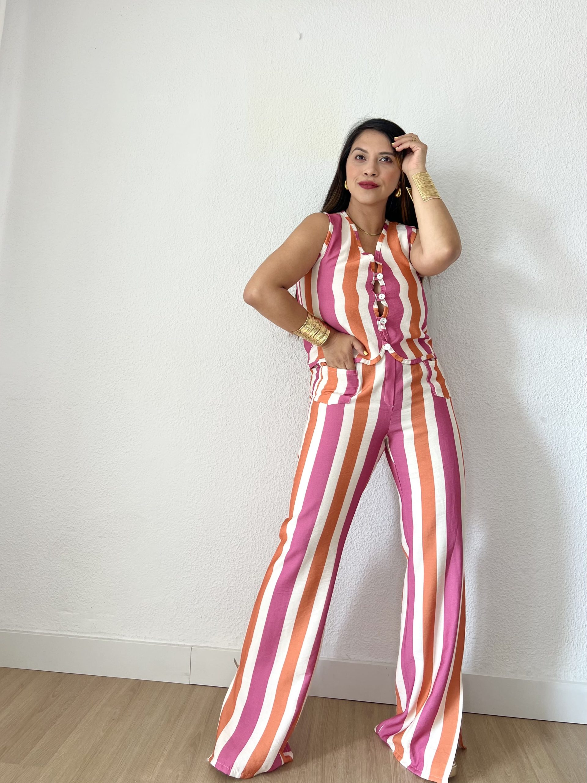 Conjunto Milano Rayas Rosa