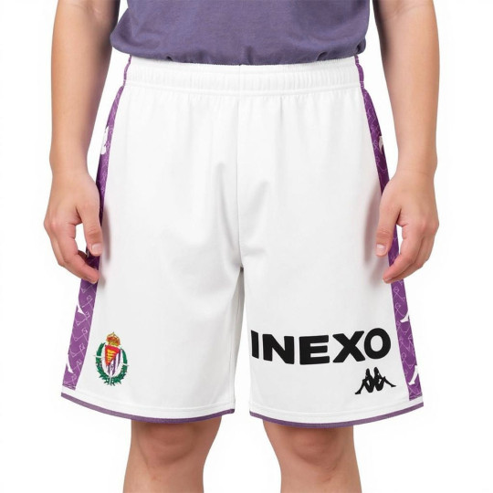 Pantalón corto Kappa Real Valladolid Primera Equipación 2025-2026 Niño White