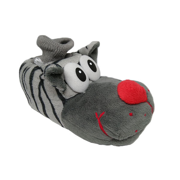 Pantufla cebra en gris con calcetín
