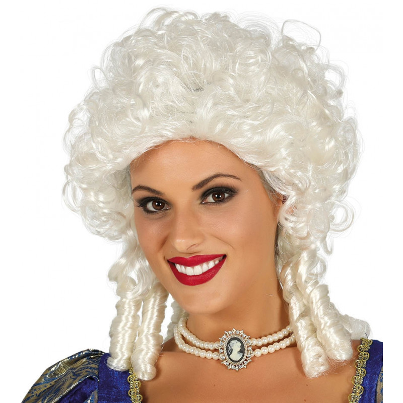 Peluca blanca de marquesa - Peluca victoriana con tirabuzones y rizos-19-2E12-4070