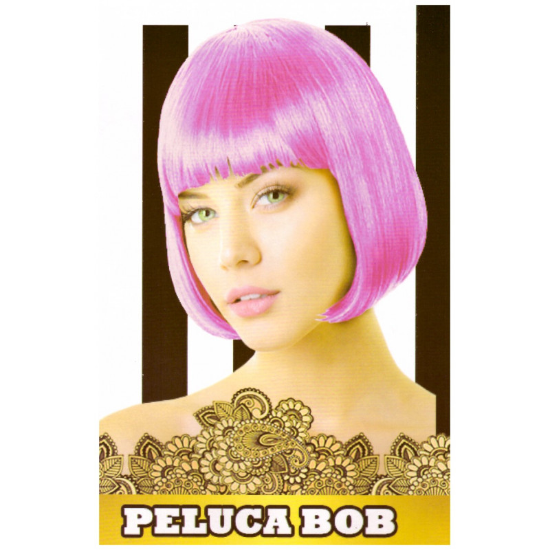 Peluca Lisa Corta Bob Fucsia para Carnavales y Despedida de Solteros-2C1-400-16407-6