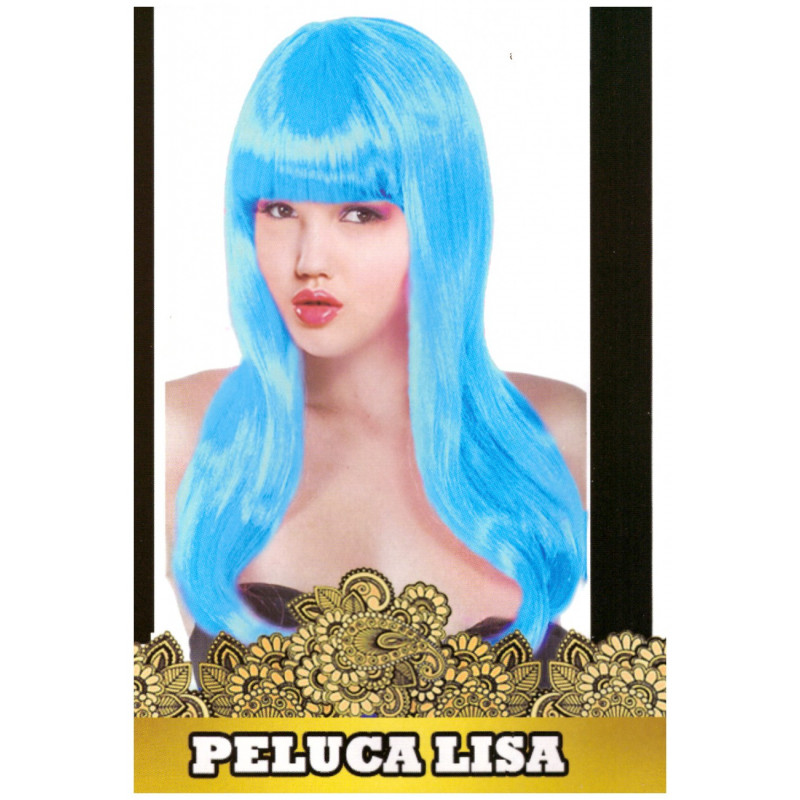Peluca Lisa Larga Turquesa para Carnavales y Despedida de Soltero-2C3-300-16405-10