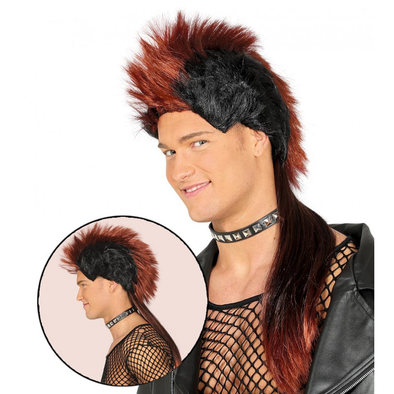 Peluca punky con cresta castaña - Peluca de rockero-19-2E15-4086