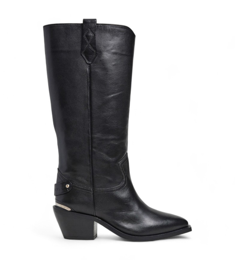 Pepe Jeans Botas de piel April Neutral negro