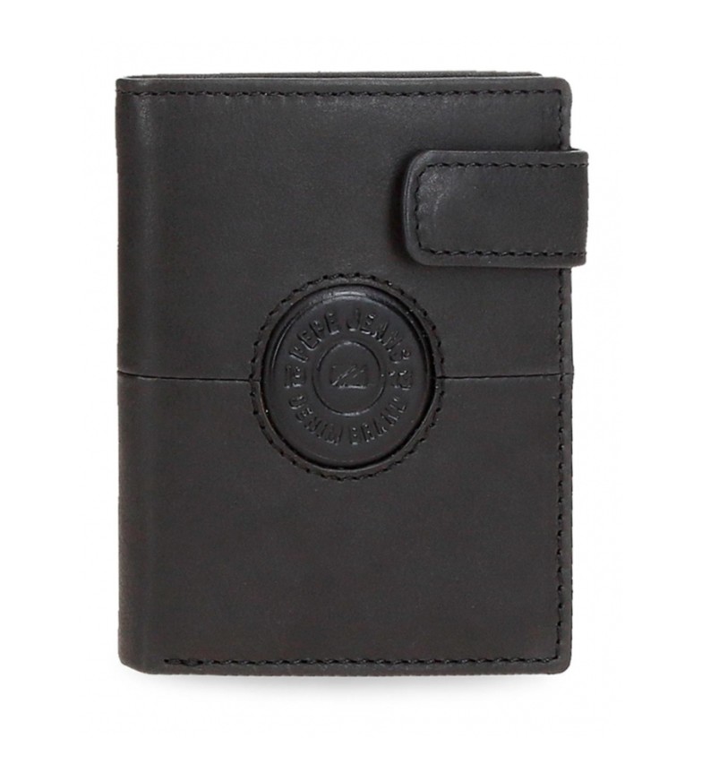 Pepe Jeans Cartera de piel Cracker con cierre de click Negro
