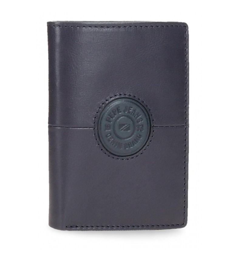 Pepe Jeans Cartera de piel Cracker vertical con monedero Azul marino