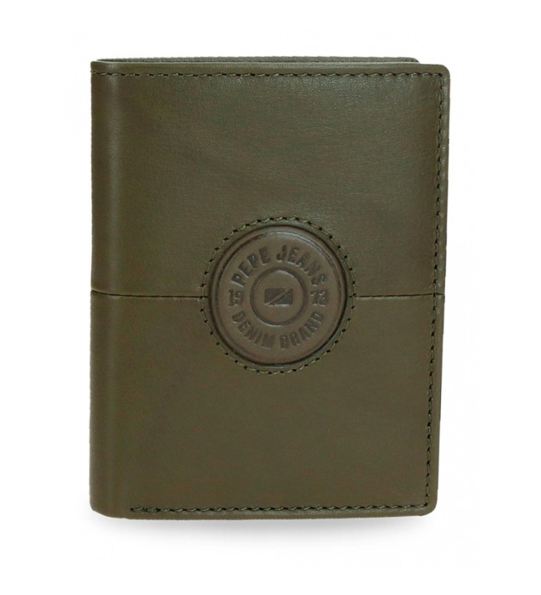 Pepe Jeans Cartera de piel Cracker vertical Verde caqui