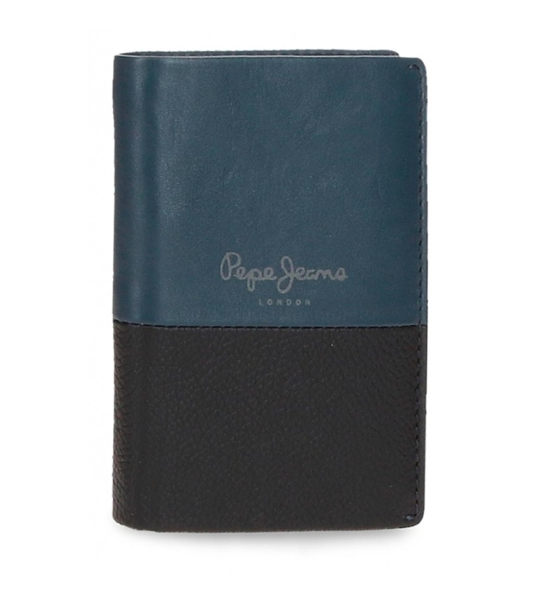 Pepe Jeans Cartera de piel Dual vertical con monedero Azul marino