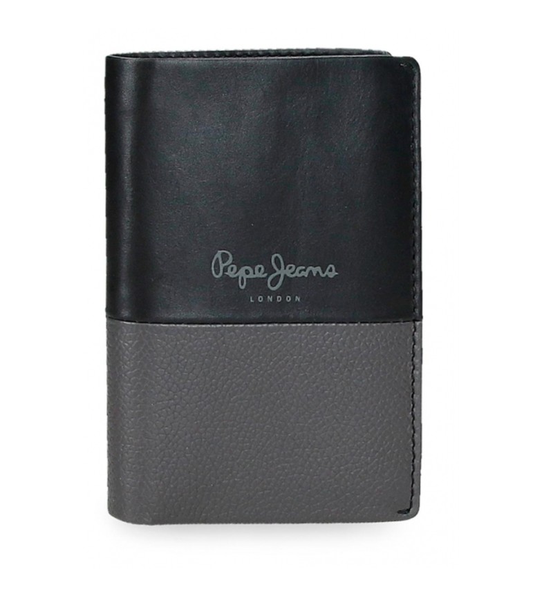 Pepe Jeans Cartera de piel Dual vertical con monedero Negro
