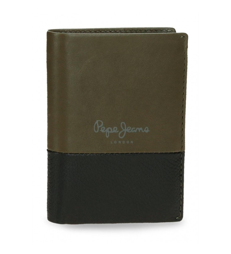 Pepe Jeans Cartera de piel Dual vertical Verde caqui