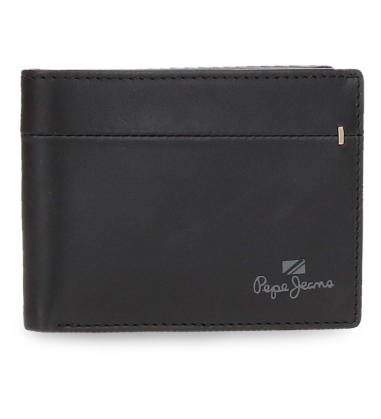 Pepe Jeans Cartera de piel Staple Negro