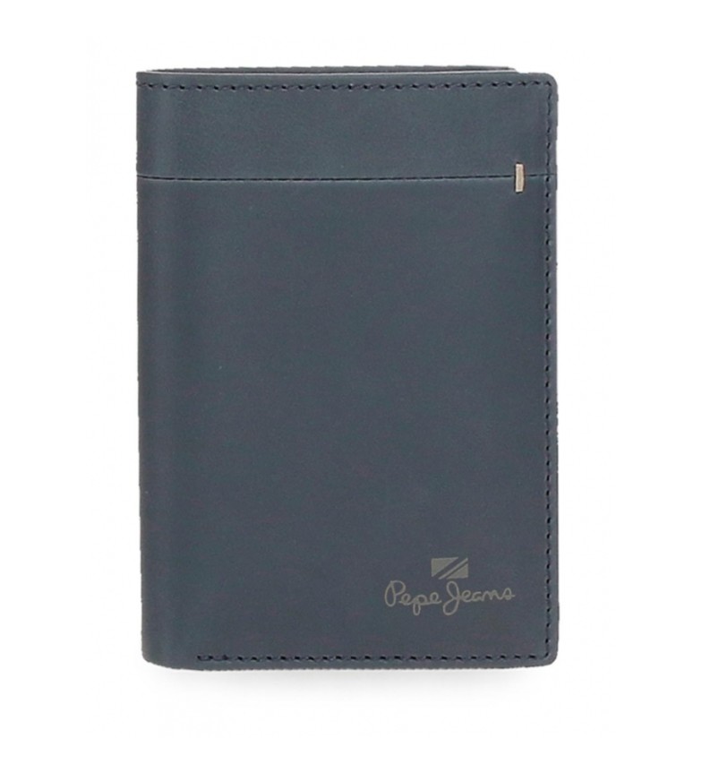 Pepe Jeans Cartera de piel Staple vertical con monedero Azul marino