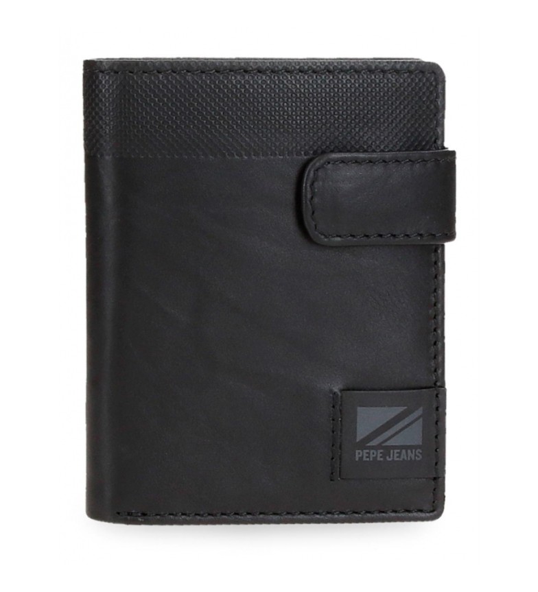Pepe Jeans Cartera de piel Topper con cierre de click Negro