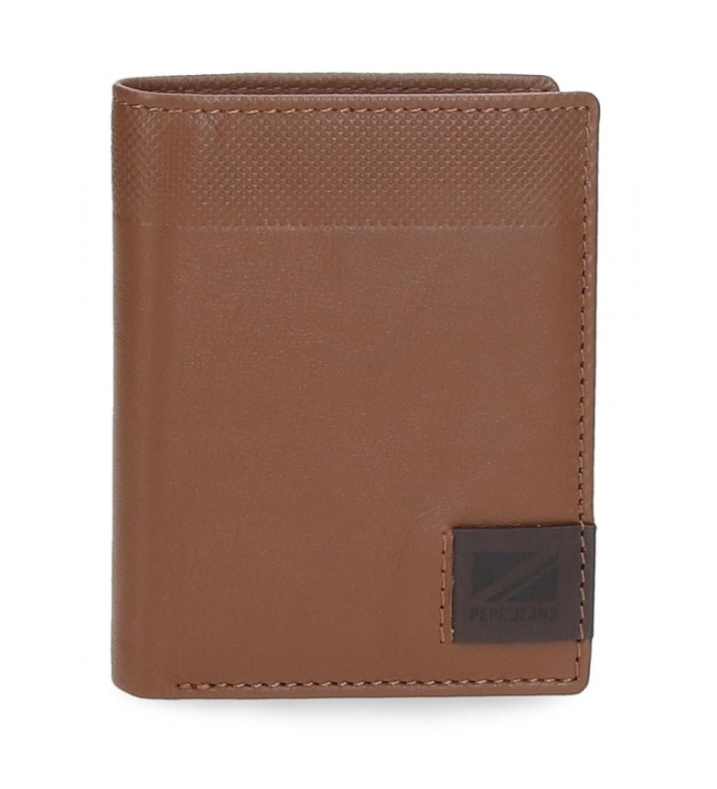 Pepe Jeans Cartera de piel Topper vertical Marrón