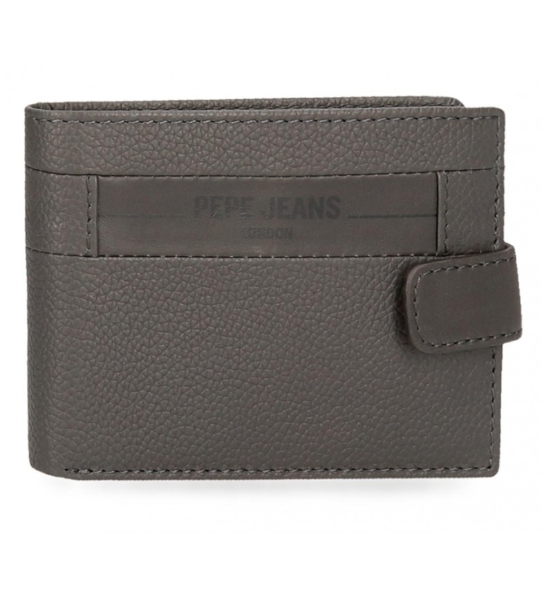 Pepe Jeans Cartera vertical de piel Checkbox Gris con cierre de click