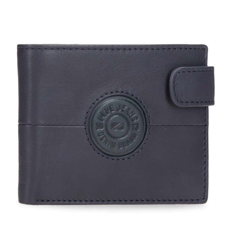 Pepe Jeans Cartera vertical de piel Cracker Azul marino con cierre de click