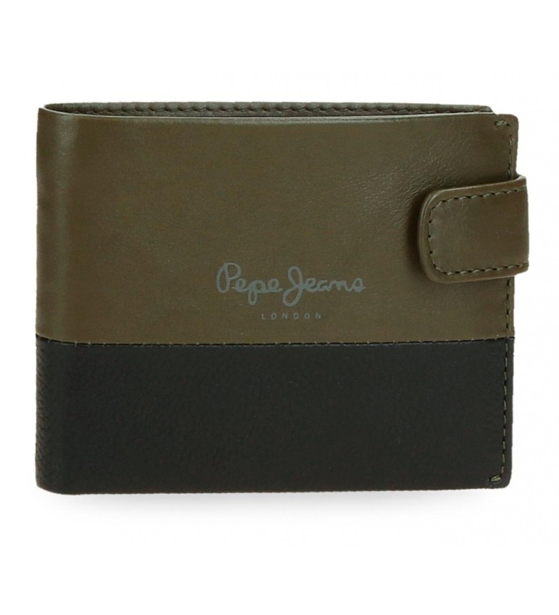 Pepe Jeans Cartera vertical de piel Dual Verde caqui con cierre de click