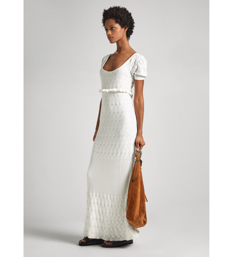 Pepe Jeans Vestido grabado blanco