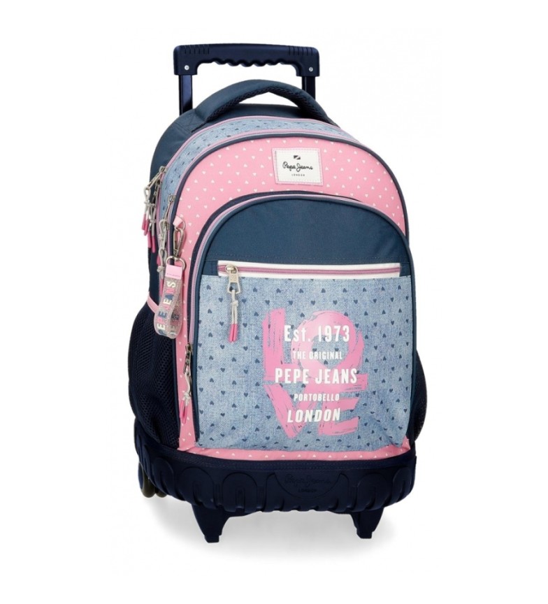Pepe Jeans Mochila con ruedas Pepe Jeans Noni denim 2R azul, rosa