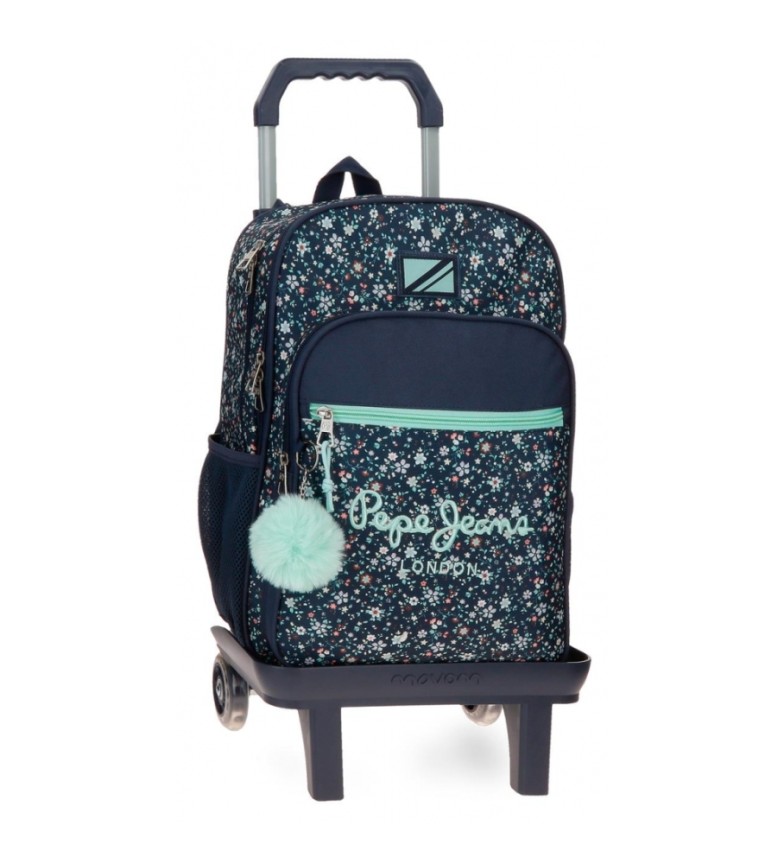 Pepe Jeans Mochila escolar Alenka dos compartimentos 40 cm con carro marino