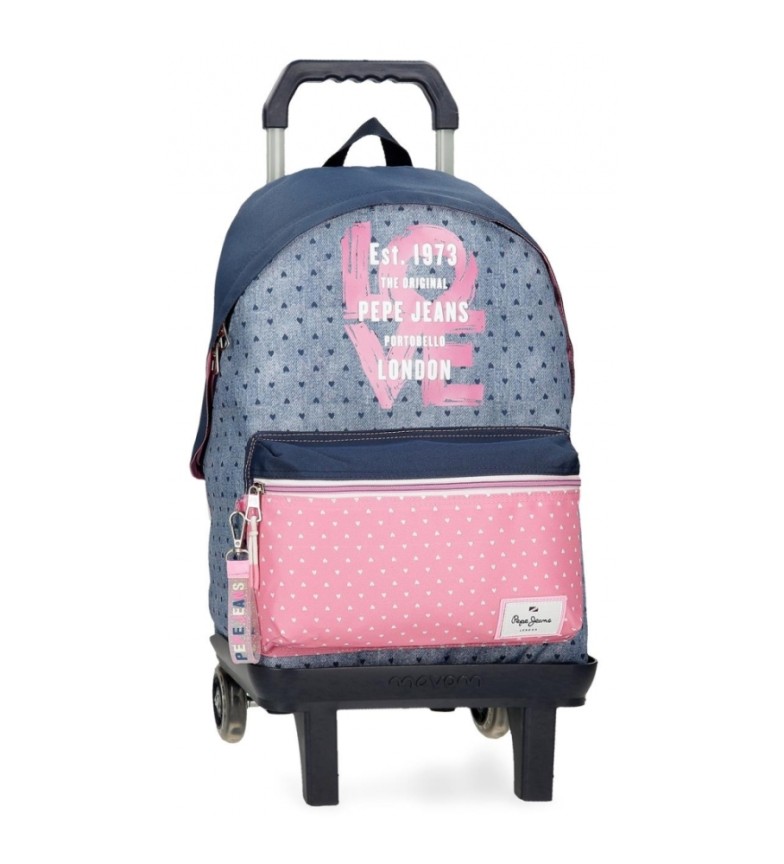Pepe Jeans Mochila Noni denim 42 cm con carro azul
