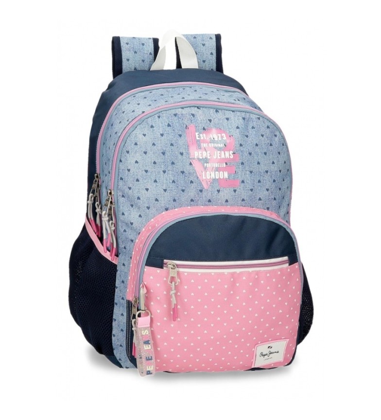 Pepe Jeans Mochila Pepe Jeans Noni denim doble compartimento azul, rosa
