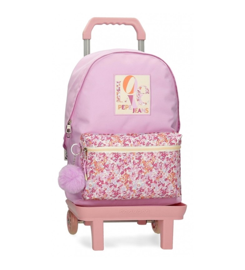 Pepe Jeans Mochila Sandra 42 cm con carro rosa