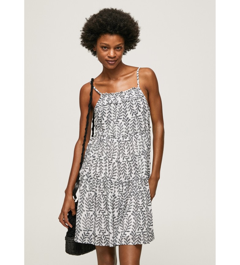 Pepe Jeans Vestido Prixton Ornamental blanco, negro