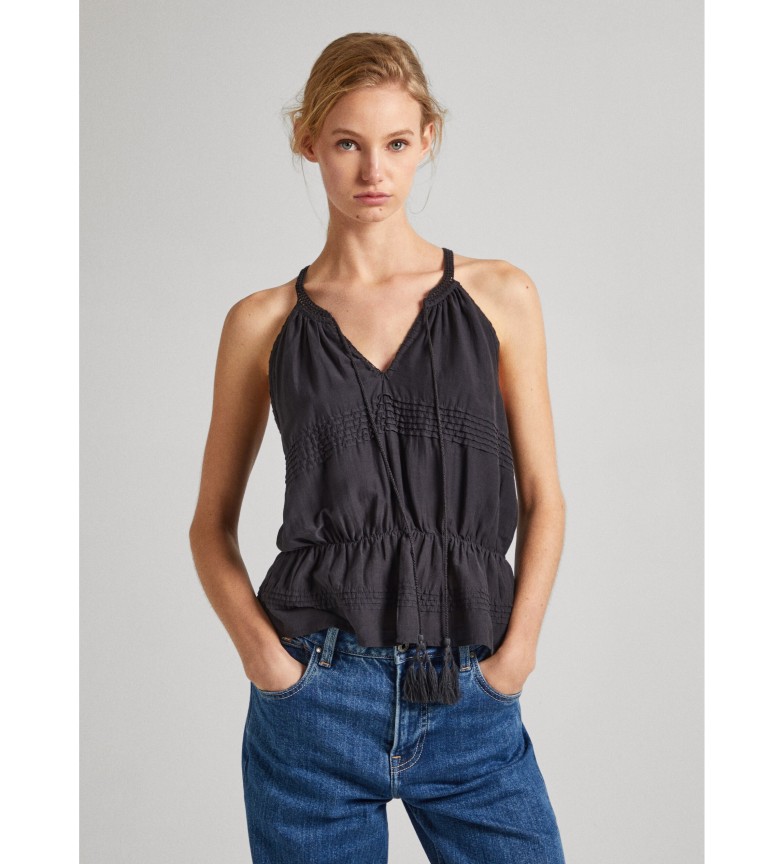 Pepe Jeans Top Escote En V Con Tirantes gris oscuro