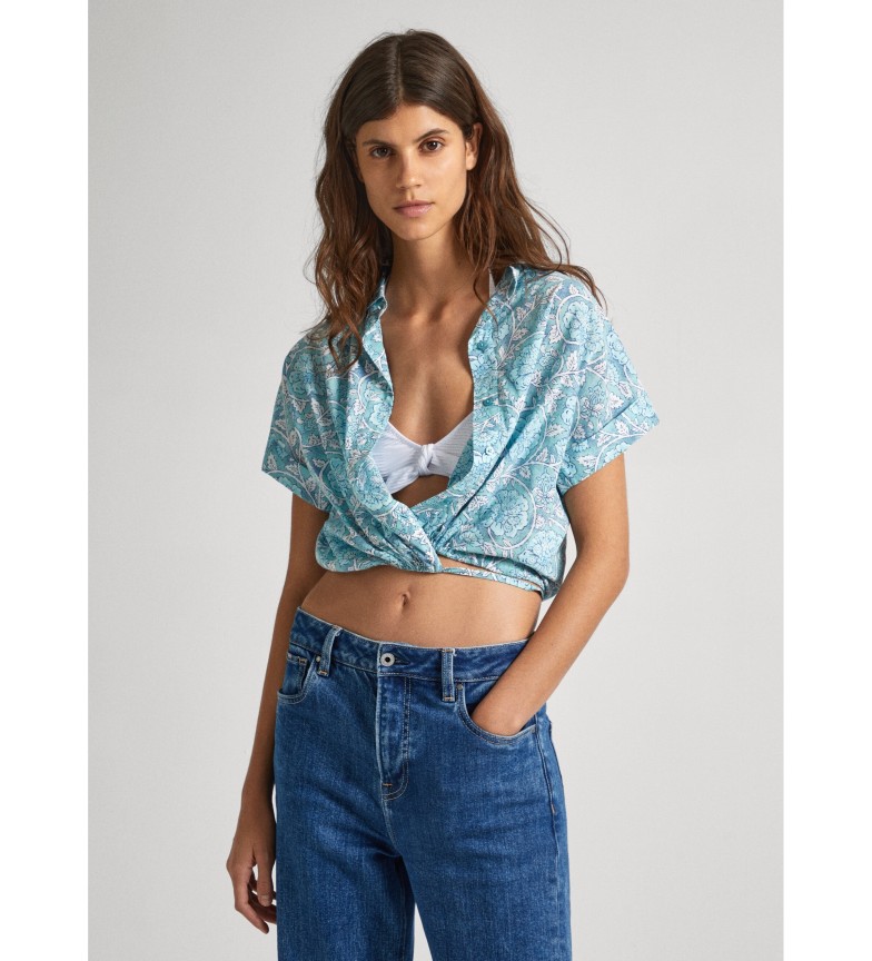 Pepe Jeans Camisa Cropped Mer azul