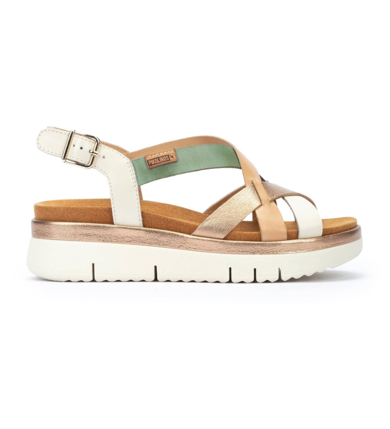 Pikolinos Sandalias de Piel Palma multicolor -Altura cuña 4,5cm-