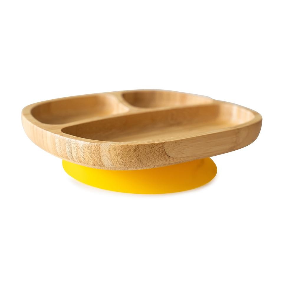 Plato de bambú con ventosa Eco Rascals toddler amarillo