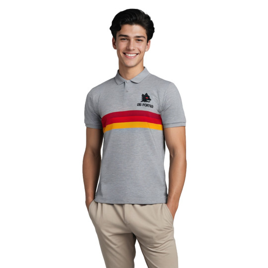 Polo COPA As Roma Stripes Grey