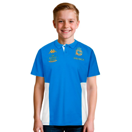 Polo Kappa Deportivo La Coruña Fanswear 2025-2026 Niño Blue Royal-White-
