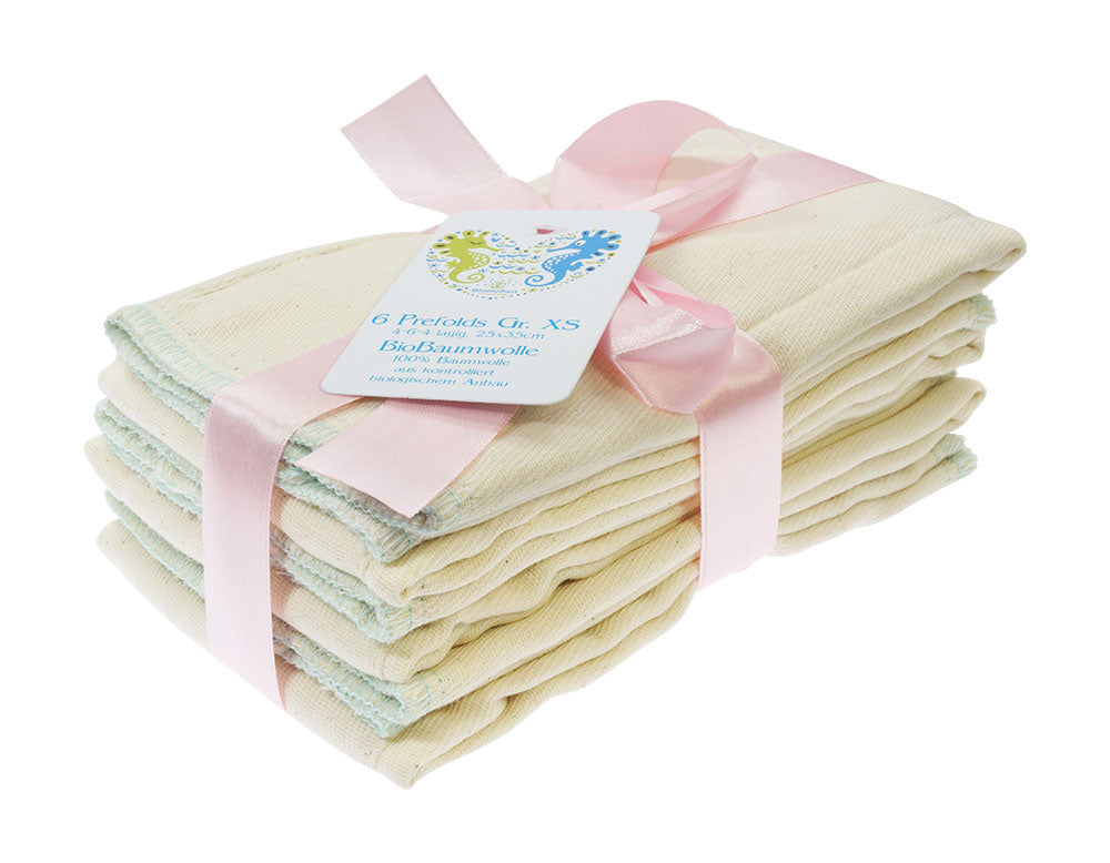 Pañal de tela predoblado de algodón orgánico Blümchen Talla XS