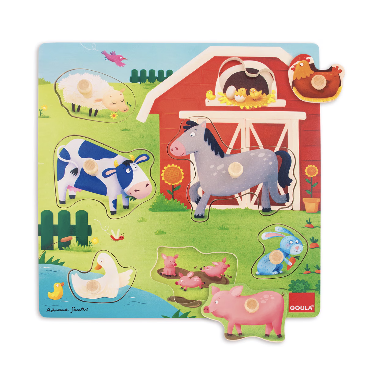 Puzzle madera 4 piezas Mamás y Bebés Granja - Goula