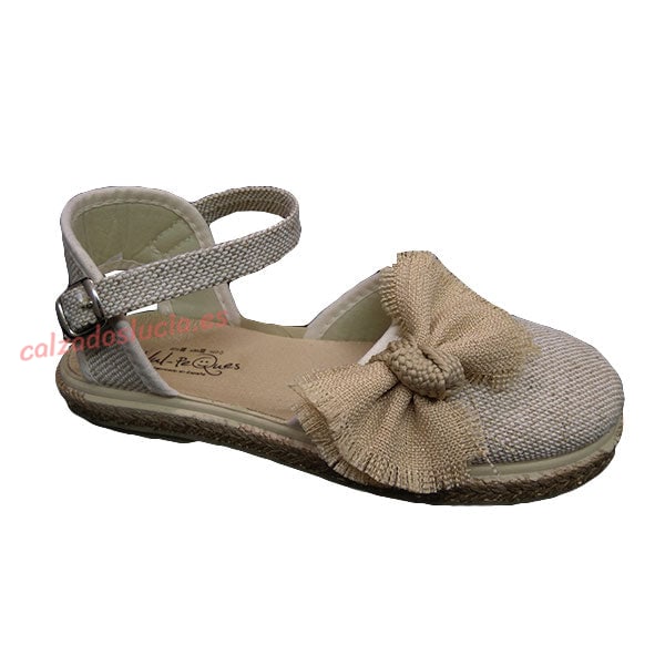 Alpargata de lino con yute y lazo de Vul-Peques