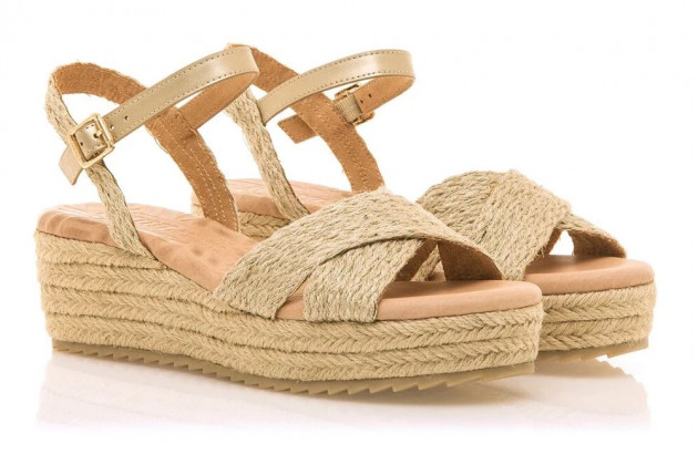 Sandalias cruzadas yute plataforma y cuña Mustang lita
